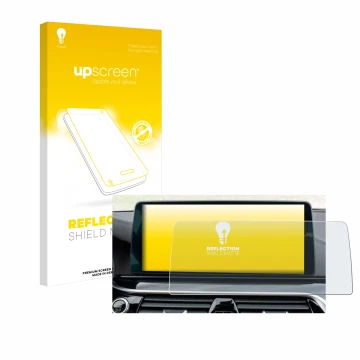 Front side of a product packaging with the brand logo upscreen. Next to it is the device BMW Facelift G31 (LCI) (2021) 12.3