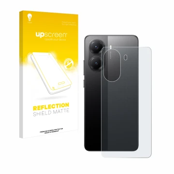 Front side of a product packaging with the brand logo upscreen. Next to it is the device Xiaomi Poco X7 Pro (Back) shown with 