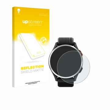 Front side of a product packaging with the brand logo upscreen. Next to it is the device Garmin Approach S44 shown with the co
