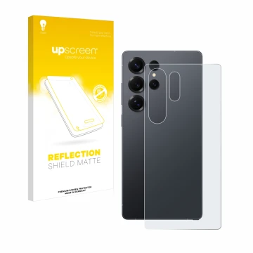 Front side of a product packaging with the brand logo upscreen. Next to it is the device Samsung Galaxy S25 Ultra Enterprise E