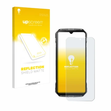 Front side of a product packaging with the brand logo upscreen. Next to it is the device Doogee S Cyber Pro shown with the cor