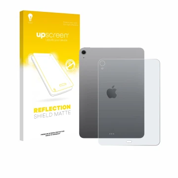 Front side of a product packaging with the brand logo upscreen. Next to it is the device Apple iPad Air 11