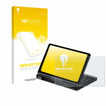 Front side of a product packaging with the brand logo upscreen. Next to it is the device GPD Pocket 4 shown with the correspon
