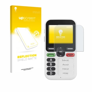 Front side of a product packaging with the brand logo upscreen. Next to it is the device Doro Leva X10 shown with the correspo