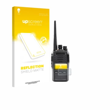 Front side of a product packaging with the brand logo upscreen. Next to it is the device Midland G18 Pro PMR shown with the co