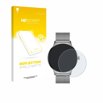 Front side of a product packaging with the brand logo upscreen. Next to it is the device Pireware Slim Smartwatch shown with t