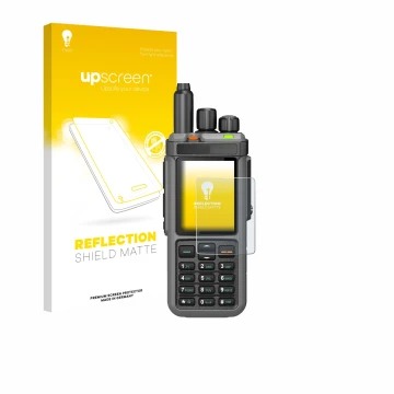 Front side of a product packaging with the brand logo upscreen. Next to it is the device Radtel RT-880 shown with the correspo