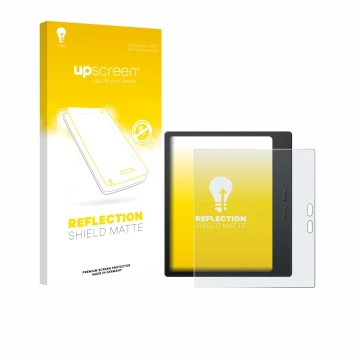 Front side of a product packaging with the brand logo upscreen. Next to it is the device Boox Go 7 shown with the correspondin