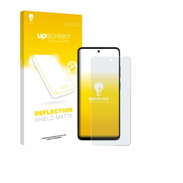 Front side of a product packaging with the brand logo upscreen. Next to it is the device Motorola Moto G56 shown with the corr