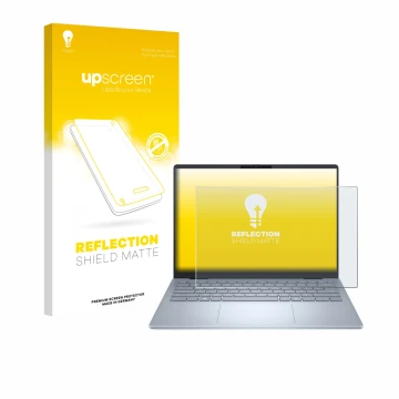 Front side of a product packaging with the brand logo upscreen. Next to it is the device Dell 14 Plus Laptop shown with the co