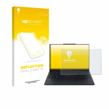 Front side of a product packaging with the brand logo upscreen. Next to it is the device Lenovo ThinkPad E14 Gen 7 shown with 