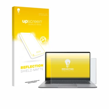 Front side of a product packaging with the brand logo upscreen. Next to it is the device ASUS ExpertBook P1 P1403 shown with t