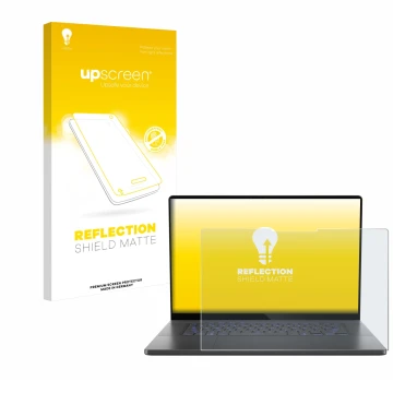 Front side of a product packaging with the brand logo upscreen. Next to it is the device ASUS ROG Zephyrus G16 2025 shown with