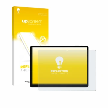 Front side of a product packaging with the brand logo upscreen. Next to it is the device Doogee Tab E3 Max 14 shown with the c