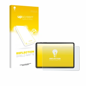 Front side of a product packaging with the brand logo upscreen. Next to it is the device Doogee Tab A9 shown with the correspo