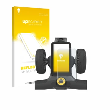 Front side of a product packaging with the brand logo upscreen. Next to it is the device PowaKaddy CT12 GPS shown with the cor