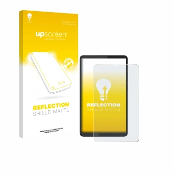 Front side of a product packaging with the brand logo upscreen. Next to it is the device Lenovo Tab One 8.7