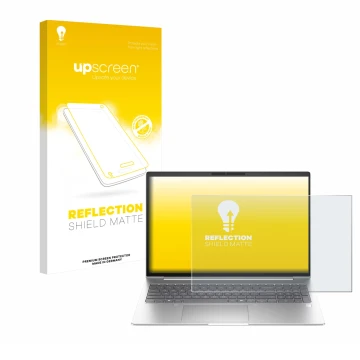 Front side of a product packaging with the brand logo upscreen. Next to it is the device HP EliteBook 6 G1i 16 shown with the 