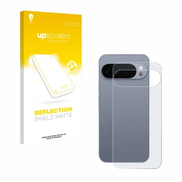 Front side of a product packaging with the brand logo upscreen. Next to it is the device Google Pixel 10 Pro XL (Back) shown w