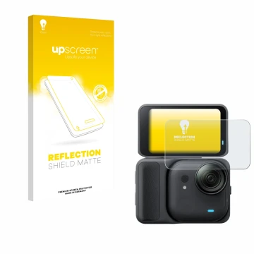 Front side of a product packaging with the brand logo upscreen. Next to it is the device Insta360 Go Ultra shown with the corr