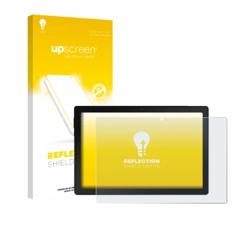 Front side of a product packaging with the brand logo upscreen. Next to it is the device MUISOO A10 10.1
