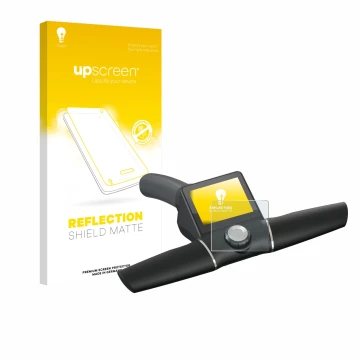 Front side of a product packaging with the brand logo upscreen. Next to it is the device Motocaddy M7 GPS Remote shown with th