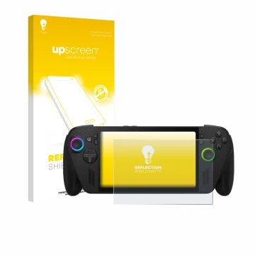 Front side of a product packaging with the brand logo upscreen. Next to it is the device ASUS ROG Xbox Ally X shown with the c