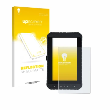 Front side of a product packaging with the brand logo upscreen. Next to it is the device Winmate M700DQ8 shown with the corres