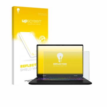 Front side of a product packaging with the brand logo upscreen. Next to it is the device MSI Vector 16 HX AI shown with the co