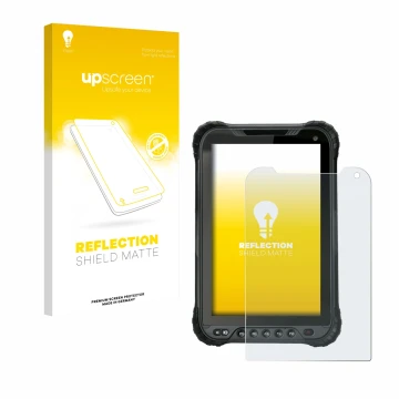 Front side of a product packaging with the brand logo upscreen. Next to it is the device Unitech TB85 Plus shown with the corr