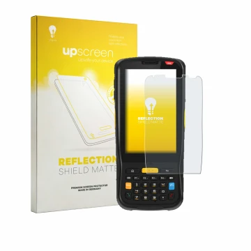 Front side of a product packaging with the brand logo upscreen. Next to it is the device Newland MT65 Beluga V shown with the 