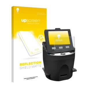 Front side of a product packaging with the brand logo upscreen. Next to it is the device Kodak SCANZA shown with the correspon