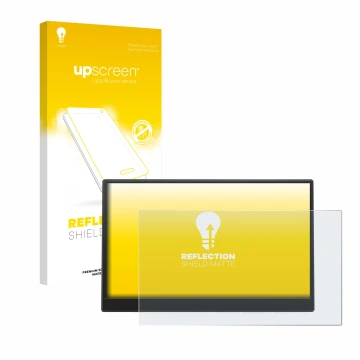 Front side of a product packaging with the brand logo upscreen. Next to it is the device Azeyou PM1506S 15.6