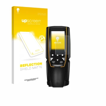 Front side of a product packaging with the brand logo upscreen. Next to it is the device Testo 310 (2nd Gen.) shown with the c