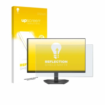 Front side of a product packaging with the brand logo upscreen. Next to it is the device Dell 24 SE2426HG shown with the corre