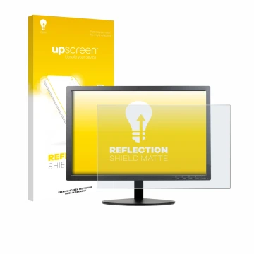 Front side of a product packaging with the brand logo upscreen. Next to it is the device Lenovo ThinkVision T2054p shown with 