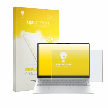 Front side of a product packaging with the brand logo upscreen. Next to it is the device HP OmniBook 3 16 16-bw0750ng shown wi