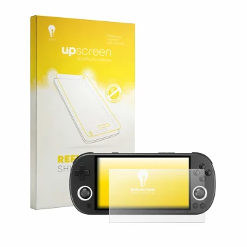 Front side of a product packaging with the brand logo upscreen. Next to it is the device Trimui Smart Pro shown with the corre