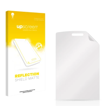 Front side of a product packaging with the brand logo upscreen. Next to it is the corresponding screen protector.