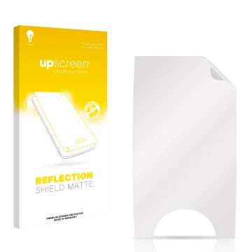 Front side of a product packaging with the brand logo upscreen. Next to it is the corresponding screen protector.