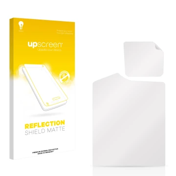 Front side of a product packaging with the brand logo upscreen. Next to it is the corresponding screen protector.