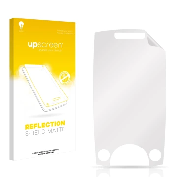 Front side of a product packaging with the brand logo upscreen. Next to it is the corresponding screen protector.