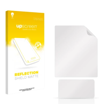 Front side of a product packaging with the brand logo upscreen. Next to it is the corresponding screen protector.