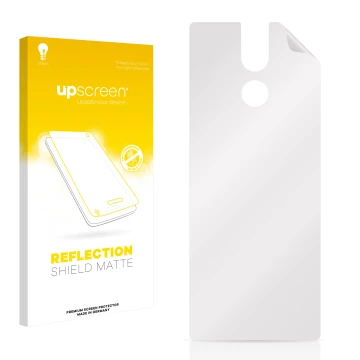 Front side of a product packaging with the brand logo upscreen. Next to it is the corresponding screen protector.