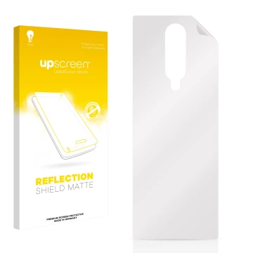 Front side of a product packaging with the brand logo upscreen. Next to it is the corresponding screen protector.