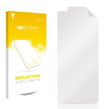 Front side of a product packaging with the brand logo upscreen. Next to it is the corresponding screen protector.