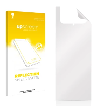 Front side of a product packaging with the brand logo upscreen. Next to it is the corresponding screen protector.