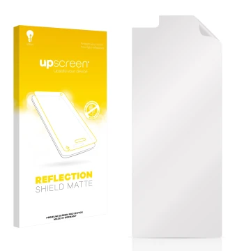 Front side of a product packaging with the brand logo upscreen. Next to it is the corresponding screen protector.