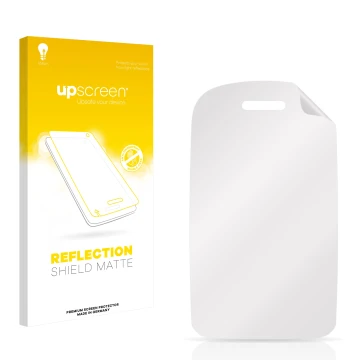 Front side of a product packaging with the brand logo upscreen. Next to it is the corresponding screen protector.