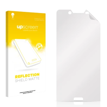 Front side of a product packaging with the brand logo upscreen. Next to it is the corresponding screen protector.
